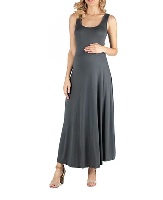 24seven Comfort Apparel Slim fit A Line Sleeveless Maternity Maxi Dress