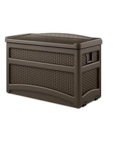 Suncast DBW7500 73 Gallon Outdoor Patio Storage Chest with Handles & Seat, Java
