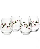 Winterberry Stemless Wine Glasses, Set of 4