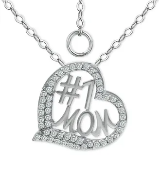 Giani Bernini Cubic Zirconia Heart Pendant Necklace in Sterling Silver, 16" + 2" extender, Created for Macy's