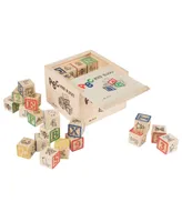 Hey Play Abc And 123 Wooden Blocks - Alphabet Letters And Numbers Learning Block Set