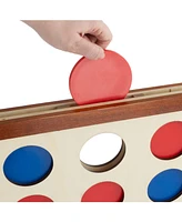 Hey Play 4-In-a-Row - Giant Classic Wooden Game For Indoor And Outdoor Play, 2 Player Strategy And Skill Fun Backyard Lawn Toy For Kids And Adults