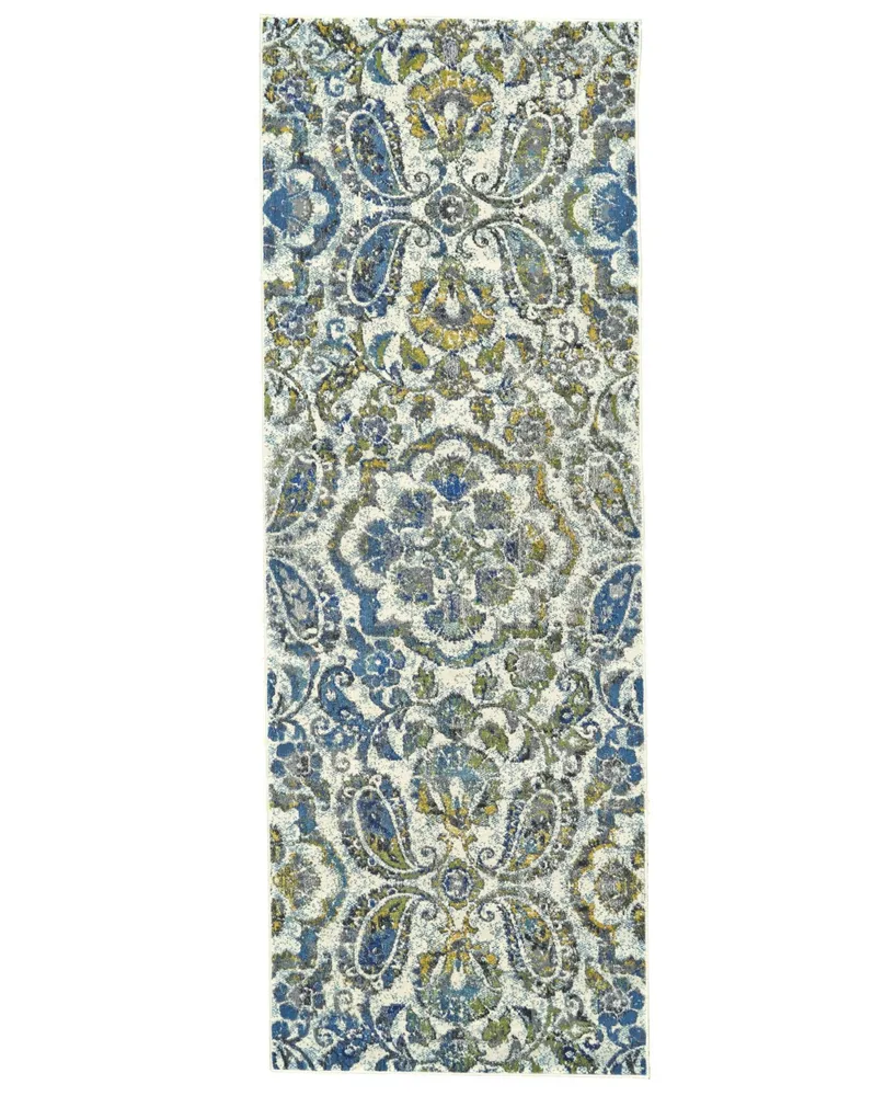 Feizy Brixton R3607 Azure 2'10" x 7'10" Runner Rug