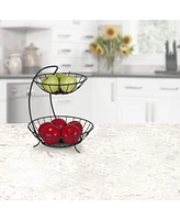 Spectrum Diversified Yumi 2-Tier Server Sturdy Steel Stacked Fruit Bowls