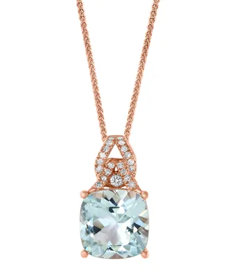 Lali Jewels Aquamarine (3-1/2 ct. t.w.) & Diamond (1/8 ct. t.w.) 18" Pendant Necklace in 14k Rose Gold