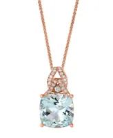 Lali Jewels Aquamarine (3-1/2 ct. t.w.) & Diamond (1/8 ct. t.w.) 18" Pendant Necklace in 14k Rose Gold