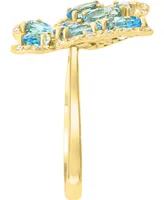 Lali Jewels Swiss Blue Topaz (2-1/20 ct. t.w.) & Diamond (1/6 ct. t.w.) Butterfly Ring in 14k Gold