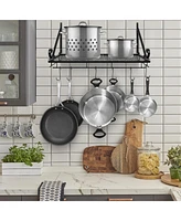 Sorbus Kitchen Wall Pot Pan Rack With 10 Hooks Black
