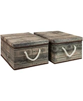 Sorbus 2-Pack Rustic Wood Pattern Storage Box Set