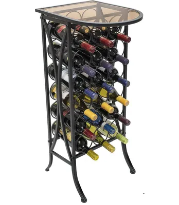 Sorbus Wine Rack Stand Glass Table Top