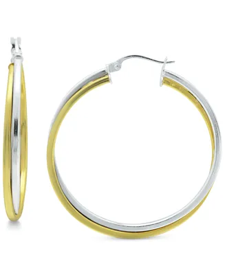 Giani Bernini Medium Two-Tone Twist Hoop Earrings in Sterling Silver & 18k Gold Plated Sterling Silver, 35mm, Created for Macy's - Two