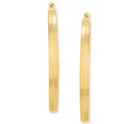 Medium Textured Squared Tube Hoop Earrings in 14k Gold