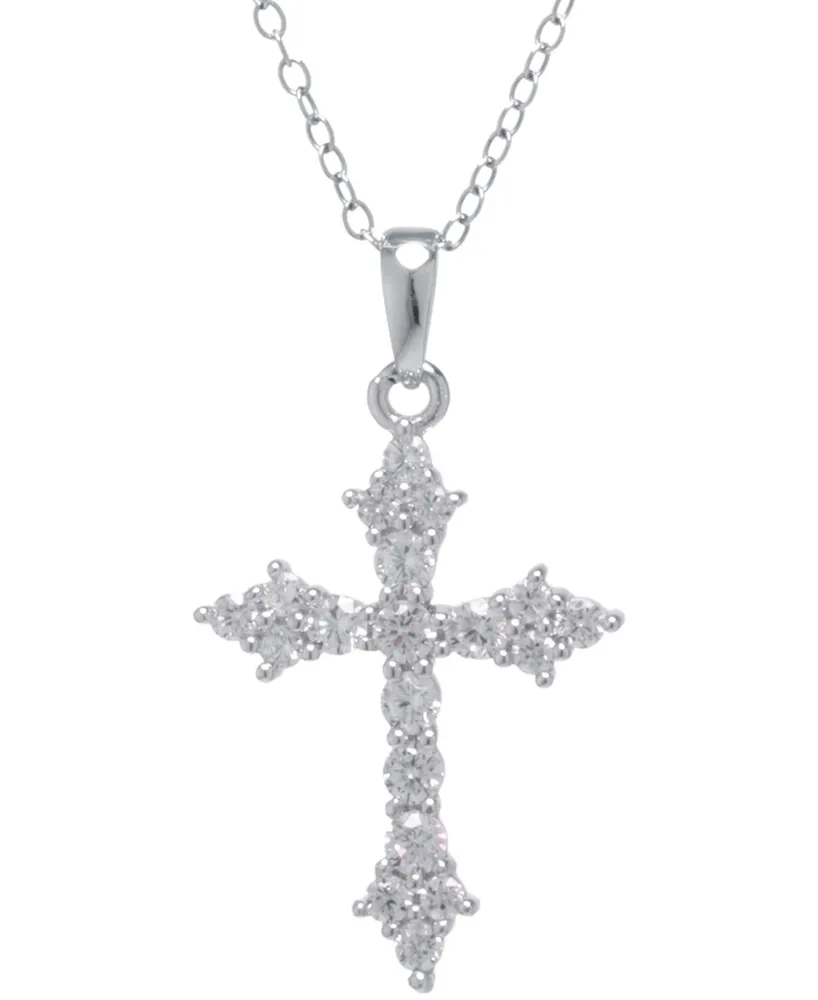 Giani Bernini Cubic Zirconia 18" Cross Pendant Necklace in Sterling Silver, Created for Macy's