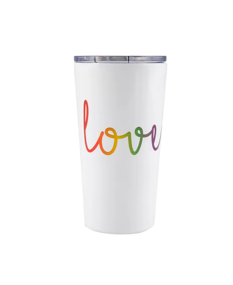 Double Wall 2 Pack of 20 oz White Highballs with Metallic "Love" Decal