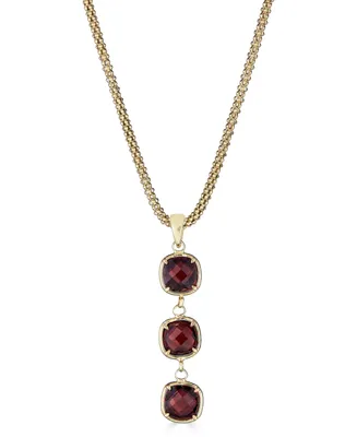 Rhodolite Garnet Three Stone Dangle Pendant Necklace (2-3/8 ct. t.w.) in 14k Gold-Plated Sterling Silver, 18" + 3" extender