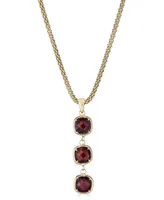 Rhodolite Garnet Three Stone Dangle Pendant Necklace (2-3/8 ct. t.w.) in 14k Gold-Plated Sterling Silver, 18" + 3" extender