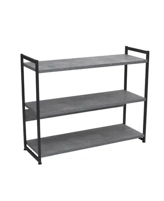 Sleek Laminate Low Shelf Stack with 3 Wide Shelves