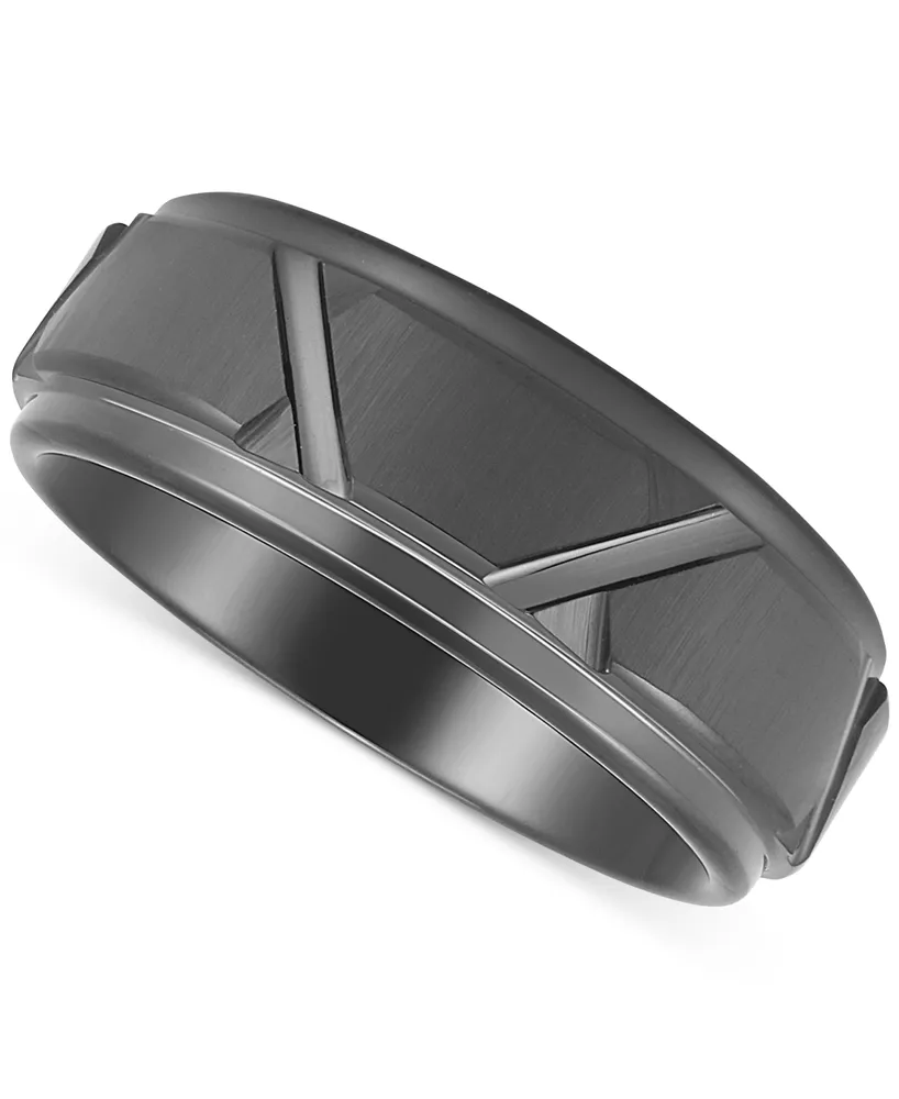 Men's Geometric Band Black Ion-Plated Tantalum