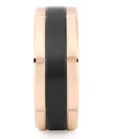 Men's Two-Tone Notched Band Rose & Black Ion-Plated Tantalum