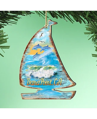 Designocracy Sailboat Wooden Ornaments Set of 2