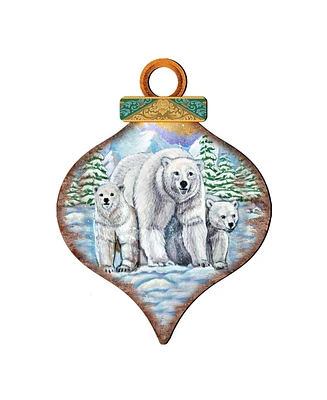 Designocracy Polar Bears Drop Wooden Ornaments, Set of 2