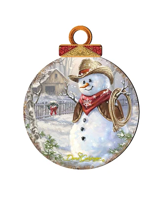 Designocracy by Dona Gelsinger Cowboy Snowman Ornament, Set of 2