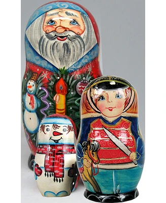 G.DeBrekht Christmas Oversized 3 Piece Russian Matryoshka Nested Doll Set