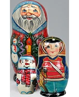 G.DeBrekht Christmas Oversized 3 Piece Russian Matryoshka Nested Doll Set