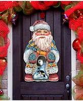 Designocracy Penguin Santa Christmas Door Hanger