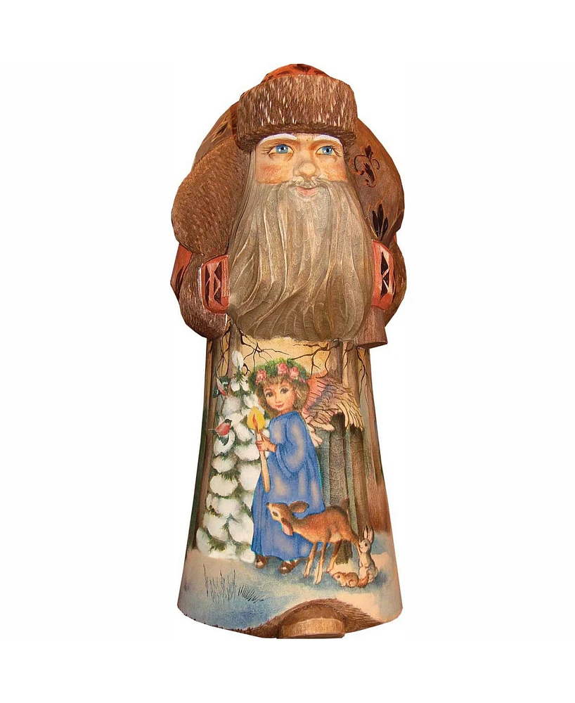 G.DeBrekht Woodcarved Hand Painted Forest Maiden Santa Figurine