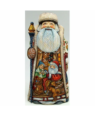 G.DeBrekht Woodcarved Hand Painted Arrival Santa Figurine