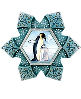 G.DeBrekht Hand Painted Scenic Ornament Penguin Snowflake