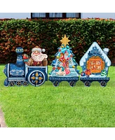 Designocracy Santa Holiday Express Wooden Outdoor Decoration