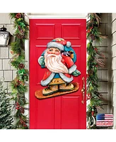 Designocracy Santa Skier Christmas Door Hanger