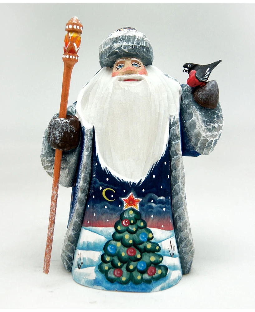 G.DeBrekht Woodcarved Hand Painted Christmas Tree Santa Figurine