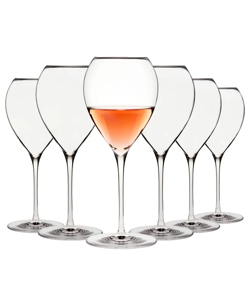 Classic Touch Set of 6 Straight Line Textured Wine Glasses with Vivid Gold  Tone Stem and Rim