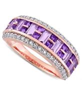 Amethyst (1-5/8 ct. t.w.) & White Topaz (2/5 Band 10k Rose Gold