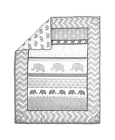 The Peanutshell Elephant Walk 3 Piece Baby Nursery Crib Bedding Set, Quilt, Fitted Crib Sheet, and Dust Ruffle