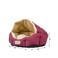 Armarkat Model C08HJH/Mh Pet Bed, Burgundy/Ivory, Waterproof Base, Machine Washable, 100% Poly Fill, Small Dogs and Cats, 18"L x 14"W x 11"H