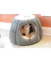 Armarkat Cat Cave Shape Bed with Anti-Slip Waterproof Base, Removable Cushion Mat, C30HML/Mh, Laurel Green and Beige
