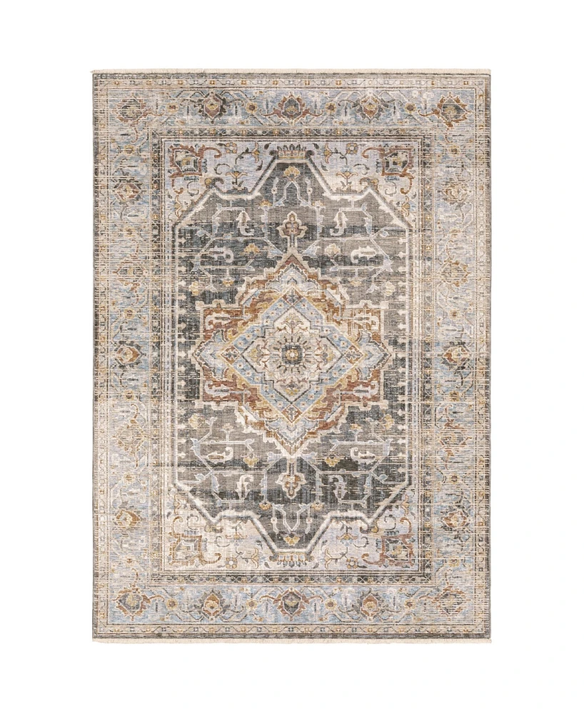 Jhb Designs Kumar Kum06 Gray and Blue 7'10" x 10'10" Area Rug