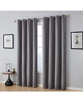 Hlc.me Siena Pattern 100% Complete Blackout Thermal Insulated Double Layer Window Curtain Grommet Panels for Living Room & Bedroom
