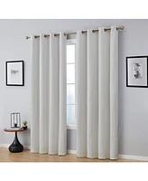 Hlc.me Siena Pattern 100% Complete Blackout Thermal Insulated Double Layer Window Curtain Grommet Panels for Living Room & Bedroom