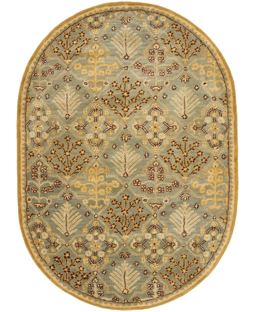 Safavieh Antiquity At613 Mist and Gold 7'6" x 9'6" Oval Area Rug