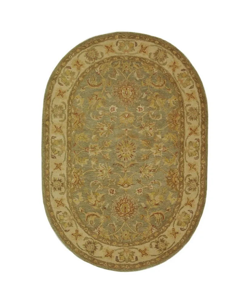 Safavieh Antiquity At313 Green and Gold 4'6" x 6'6" Oval Area Rug