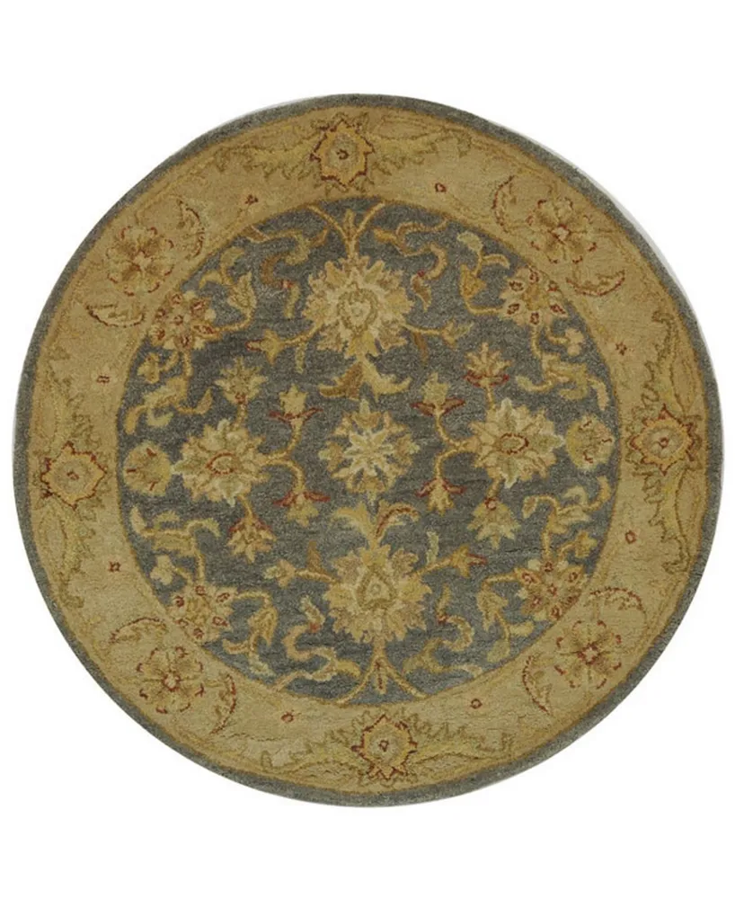 Safavieh Antiquity At312 Blue and Beige 3'6" x 3'6" Round Area Rug