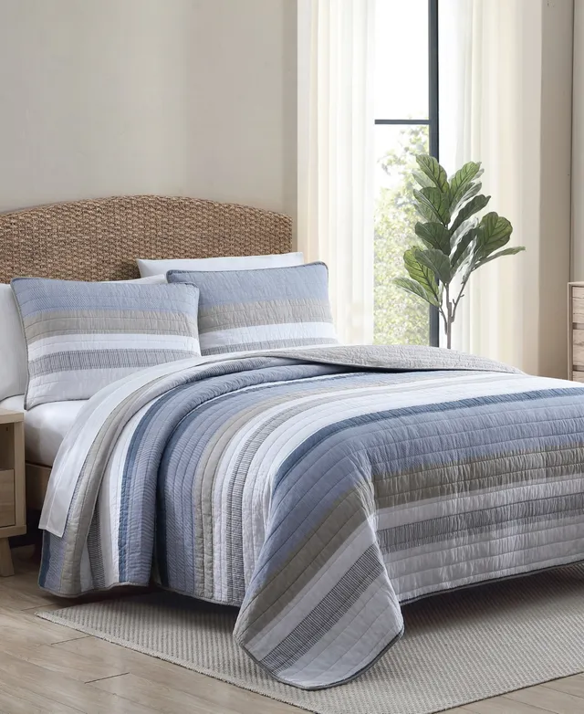 Nautica Gulf Shores Cotton Reversible 3 Piece Quilt Set, Full