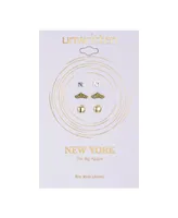 Unwritten Silver Plated Two-Tone New York City Earring Trio Set