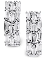 Arabella Cubic Zirconia Baguette Hoop Earrings in Sterling Silver