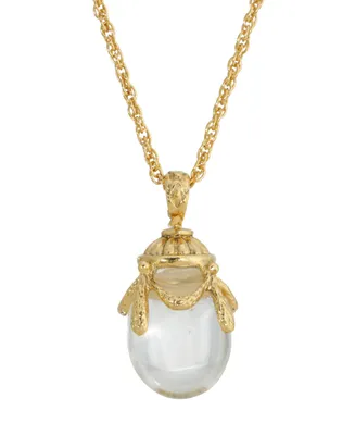 2028 14K Gold Plated Clear Glass Egg Pendant Necklace